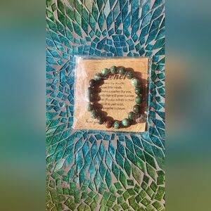 Teacher Appreciation Green and Brown Beaded Stretch Bracelet for Women